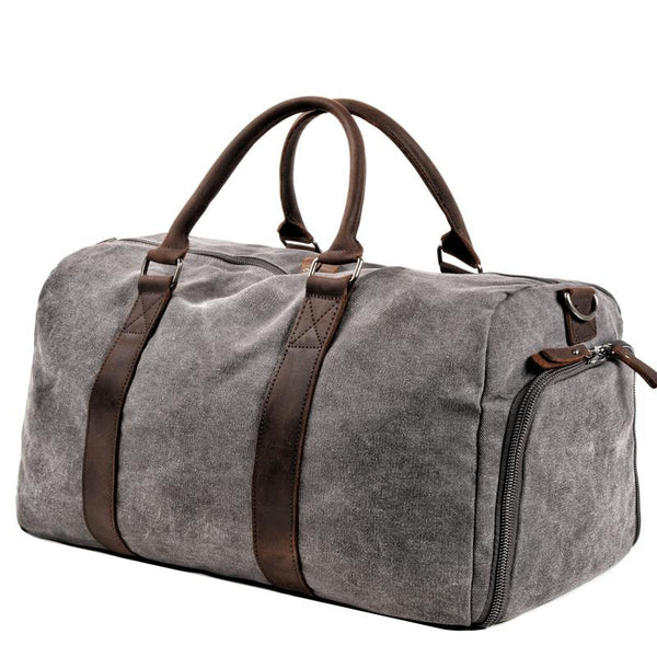 Waxed Canvas Leather Mens Large Fitness Bag Travel Green Weekender Bag Duffle Ba MCCY01691059