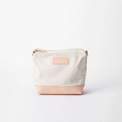 Fashion White Canvas Leather Women Makeup Pouch Canvas Shoulder Bag For Women