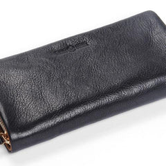 Handmade Leather Mens Cool Long Leather Wallet Bifold Clutch Wallet for Men