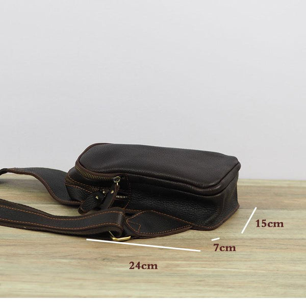 Black Coffee Leather Mens Sling Bag Sling Shoulder Bag Sling On Shoulder Backpac REAL01891037