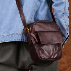 Cool Leather Small Side Bag Messenger Bag Small Shoulder Bags For Men