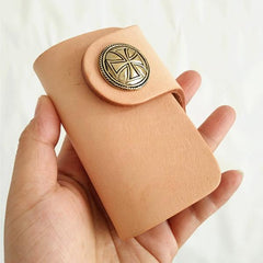 Handmade Mens Beige Leather Biker Key Wallet Cool Small Key Wallets Key Holder