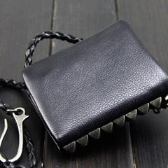 Handmade Leather Mens Chain Biker Wallet Cool Leather Wallet Bifold billfold Wallets