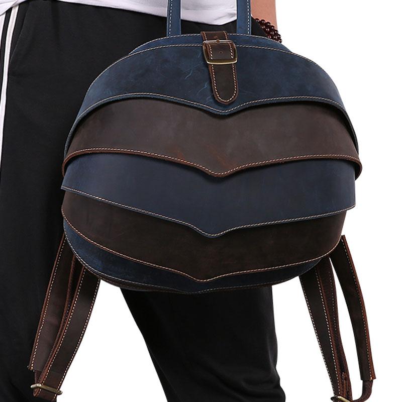 Unique Leather Cool Bug Mens Backpacks Round School Backpack Travel Ba