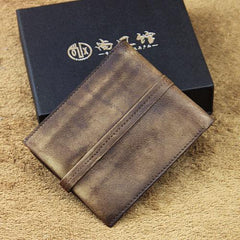 Handmade Mens Cool billfold Leather Wallet Men Small Slim Wallets Bifold for Men