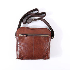 Vintage BROWN LEATHER MEN'S 10 inches Square Side Bags MESSENGER BAG BLACK Black Courier Bags FOR MEN