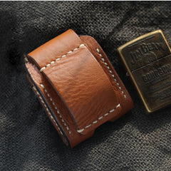 Cool Light Brown Handmade Leather Mens Zippo Lighter Case With Belt Loop Lighter Holders For Men
