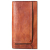 Cool Leather Brown Mens Long Wallet Gray Buckled Long Wallet Bifold Clutch Wallet Card Wallet for Men