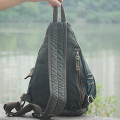 back of Jean Denim Mens Large Sling Bag 