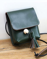 Cute Green LEATHER Small Side Bag Handmade WOMEN Phone Crossbody BAG Purse FOR WOMEN