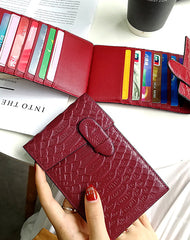 Cute Womens Snake Pattern Pink Leather Card Wallets Card Clutch Card Holder Wallet for Women