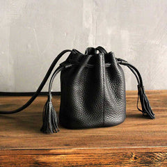 Mini LEATHER WOMEN Barrel Bag Small Bucket Purse SHOULDER Purses FOR WOMEN