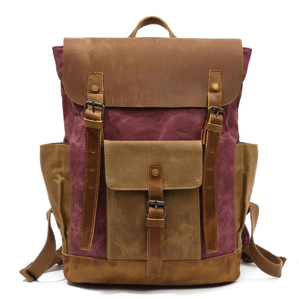 Cool Waxed Canvas Mens Womens Waterproof Large Travel Backpack 15'' Computer Hik MCCY02281070