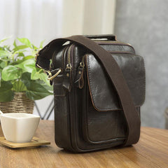 Cool Leather Mens Small Side Bag Messenger Bag Shoulder Bags for Men