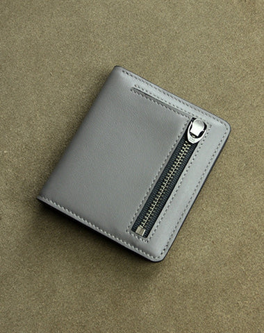 Cute Women White Leather Small Bifold Wallet Billfold Wallet with Coin Pocket Fo NB00991012
