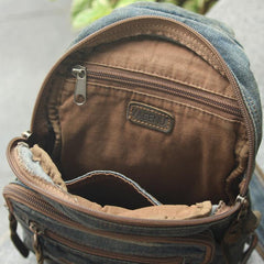 Jean Vintage Blue Mens Sling Bag Chest Bags Jean One Shoulder Backpack For Men
