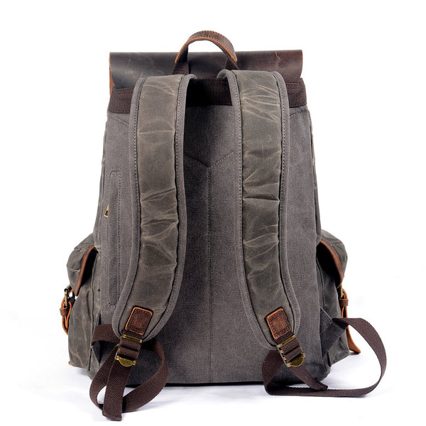 Cool Waxed Canvas Mens Waterproof 15'' Travel Backpack Hiking Backpack for Men MCCY01781020