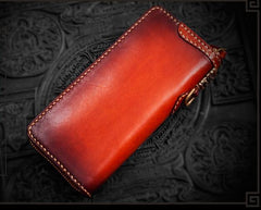 Handmade Leather Tibetan Mens Biker Chain Wallets Cool Long Chain Wallets for Men