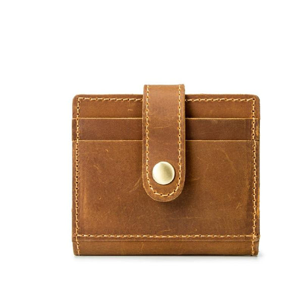 VINTAGE BROWN LEATHER MEN'S FRONT POCKET WALLETs Dark Brown SLIM CARD billfold W FY00381052