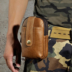 Mens Small Leather Holster Belt Case Belt Pouch Cell Phone Waist Pouch for Men