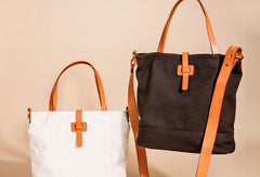 Handmade Genuine Leather Canvas Handbag Tote Shopper Bag Purse Handbag Shoulder Bag Purse For Women - EverHandmade