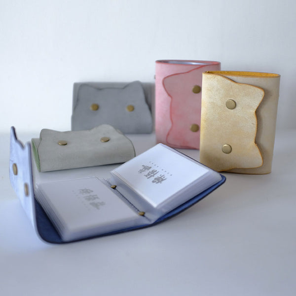 Cute Cat LEATHER Womens Small Card Wallet Leather Card Small Wallet FOR Women