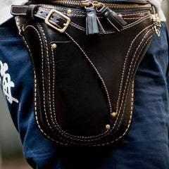 Leather Belt Pouches Mens Small Cases Waist Bag Hip Pack Belt Bag for Men