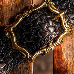 Handmade Black Leather Mens Belts Custom Cool Leather Men Belt for Men