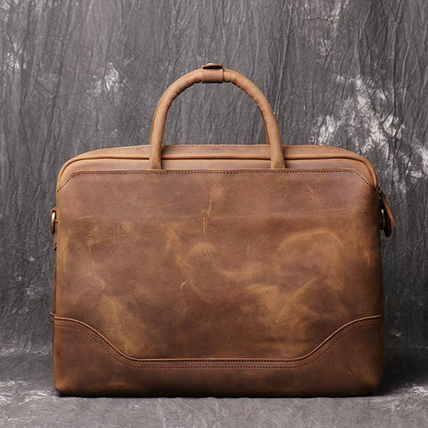Vintage Leather Mens Briefcase Bag Work Bag Business Bag 15inch Computer Bag For FY03681010