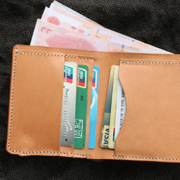 Cool Beige Leather Mens Vertical Small Wallet billfold Wallet Bifold Slim Wallet CB0118031