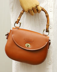 Brown LEATHER Small Cute HandBag WOMEN SHOULDER BAG Saddle Crossbody Purse FOR WOMEN