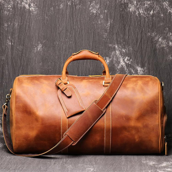 Casual Leather Men 16 inches Large Overnight - Back View