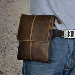 Mens Leather Small COURIER BAG Side Bag Waist Pouch Holster Belt Case Belt Pouch for Men