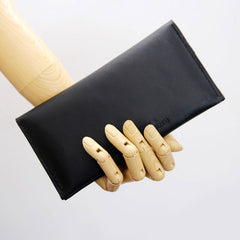 Black LEATHER Womens Bifold Long Wallet Leather Long Wallet FOR Women