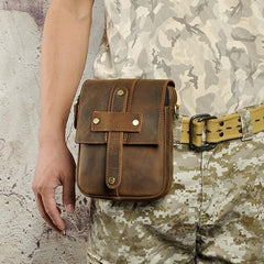 Cool Mens Leather Small Side Bag Belt Pouch Holster Belt Case Waist Pouch for Men
