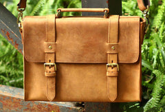 Handmade Leather Mens Cool Messenger Bag Briefcase Square Bag Chest Bag Bike Bag Cycling Bag for men