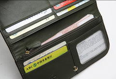 Genuine Leather Cute Long Slim Wallet Clutch Passport Wallet Purse For Women Girl