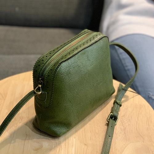 Tan Womens Leather Small Crossbody Purse Green Small Satchel Purse Zip Shoulder DD82851097