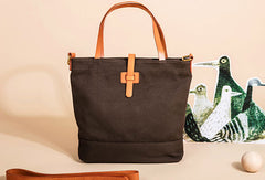 Leather Handbag Canvas Tote Bag Shoulder Bag Purse For Women - EverHandmade