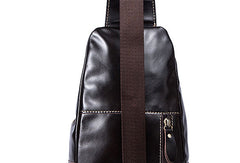 Genuine Leather Cool Chest Bag Sling Bag Crossbody Bag Travel Bag Hiking Bag For Mens