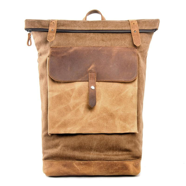 Cool Canvas Leather Mens Large Waterproof Green Backpack Travel Backpack Black C MCCY01781086
