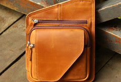 Genuine Leather Mens Cool Messenger Bag iPad Bag Chest Bag Bike Bag Cycling Bag For Men - EverHandmade