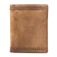 Handmade Leather Mens Vertical Gray billfold Wallet Men Brown Small Bifold Wallets for Men