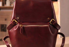 Handmade Leather backpack bag shoulder bag red black women leather purse - EverHandmade