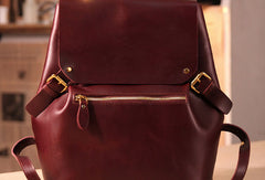 Handmade Leather backpack bag shoulder bag red black women leather purse