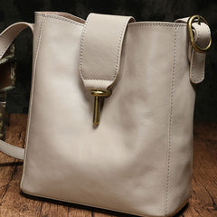 Fashion Leather Brown Gray Bucket Shoulder Bag Barrel Purse With Clutch For Women