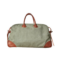 Vintage Mens Green Leather Canvas Large Weekender Bag Canvas Travel Shoulder Bag Large Duffle Bags for Men
