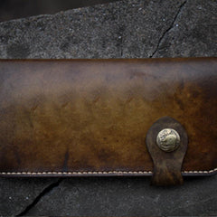 Handmade Mens Vintage Leather Long Biker Wallet Cool Long Chain Wallet for Men
