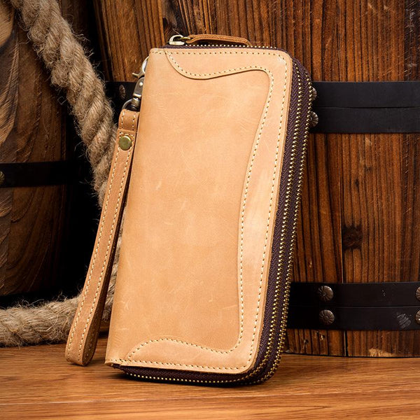 Cool Dark Brown Mens long Wallet Wristlet Wallet Clutch Wallet Yellow Brown Long MSG01681235