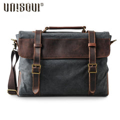 Mens Canvas Leather Cool Side Bag Messenger Bag Canvas Handbag for Men